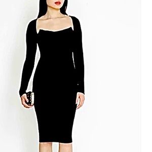 Feme De Carriere Black Body Con Wiggle Dress Small